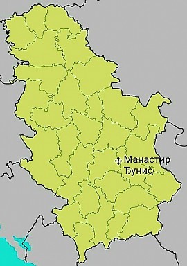 Локација манастира Ђунис Покрова Пресвете Богородице
